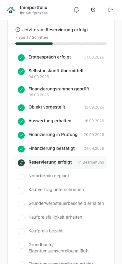 Statusbar mit erledigten und offenen Schritten